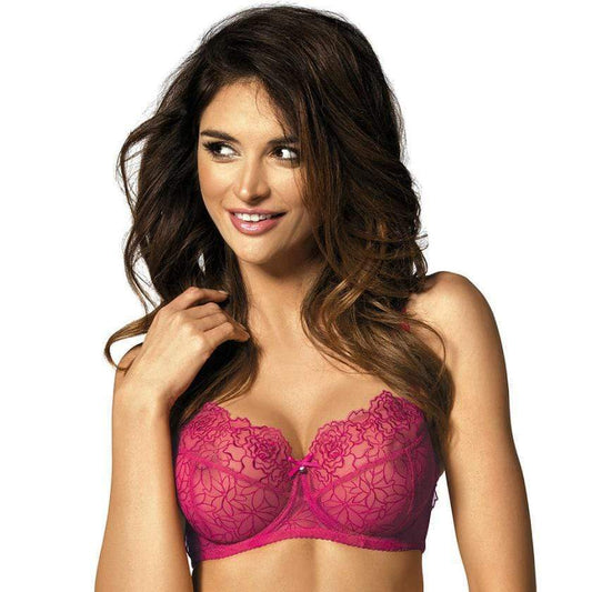 Sheer Mesh Balconette Bra Gorteks Pamela Pink-0