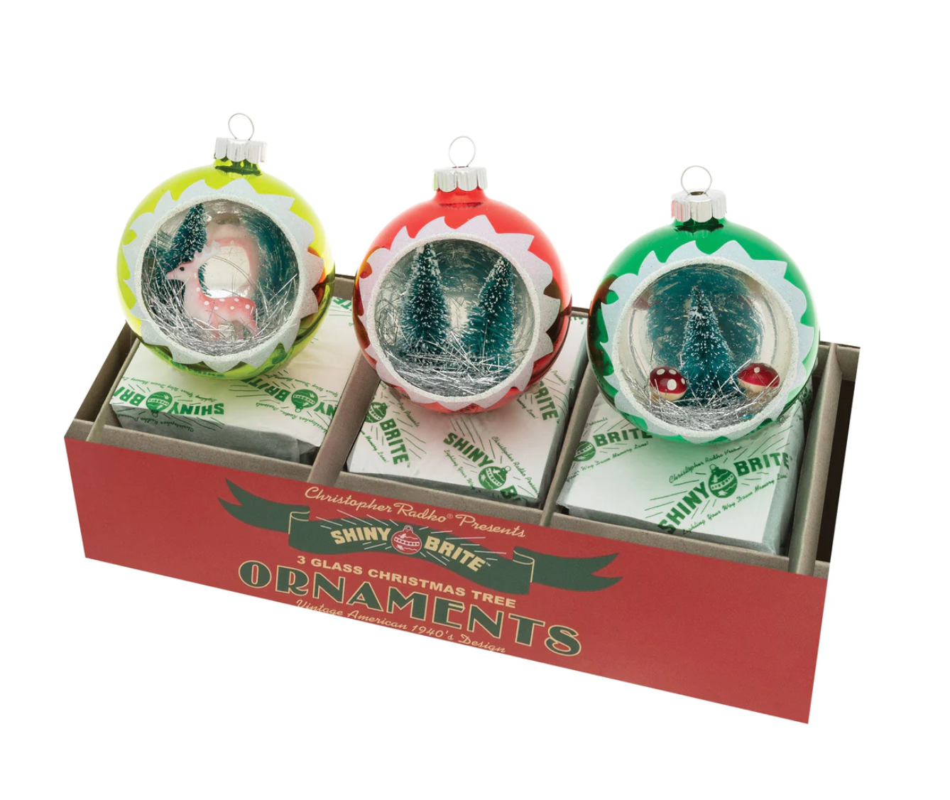 Holiday Splendor 3 Count 4.25" Diorama Ornaments by Shiny Brite-0