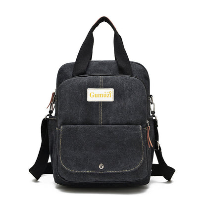 Leisure Canvas Shoulder Bag Wearproof Multi-functional Backpack-6