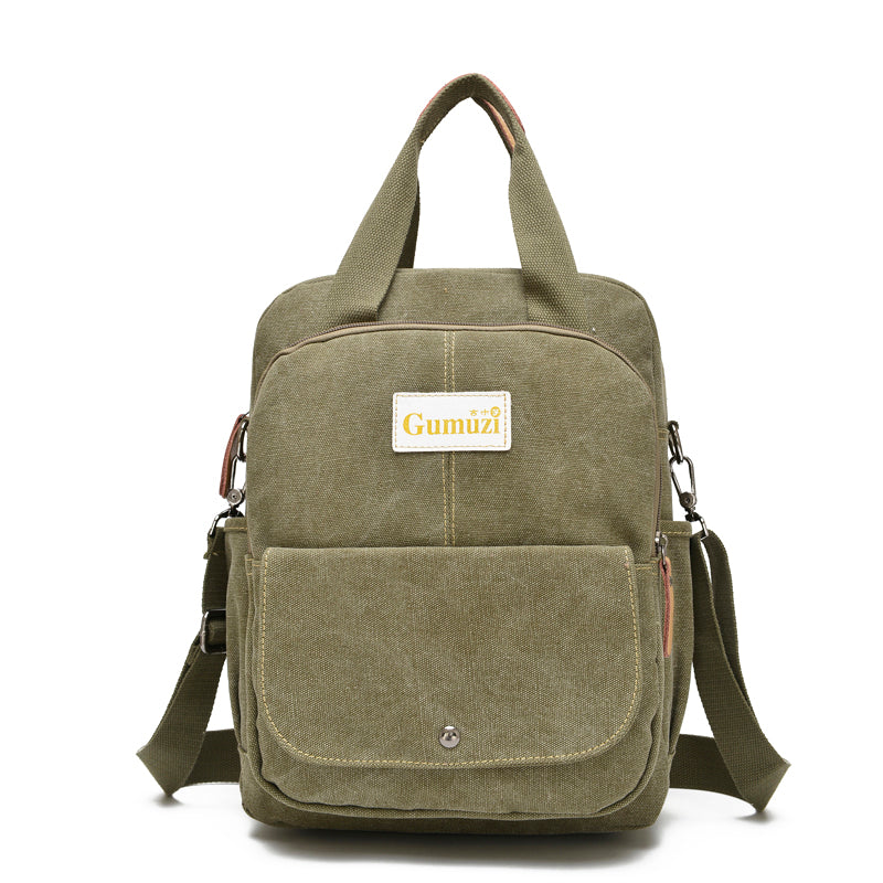 Leisure Canvas Shoulder Bag Wearproof Multi-functional Backpack-8