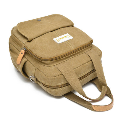 Leisure Canvas Shoulder Bag Wearproof Multi-functional Backpack-3