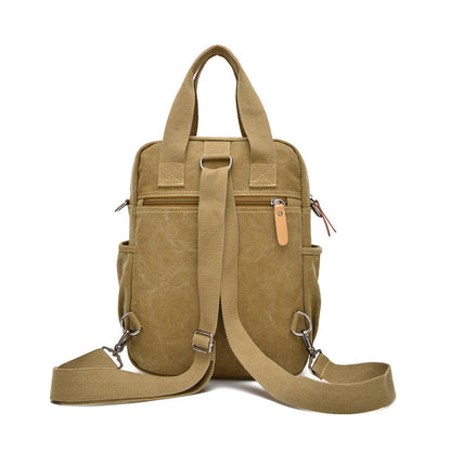 Leisure Canvas Shoulder Bag Wearproof Multi-functional Backpack-4