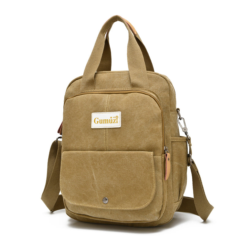 Leisure Canvas Shoulder Bag Wearproof Multi-functional Backpack-1