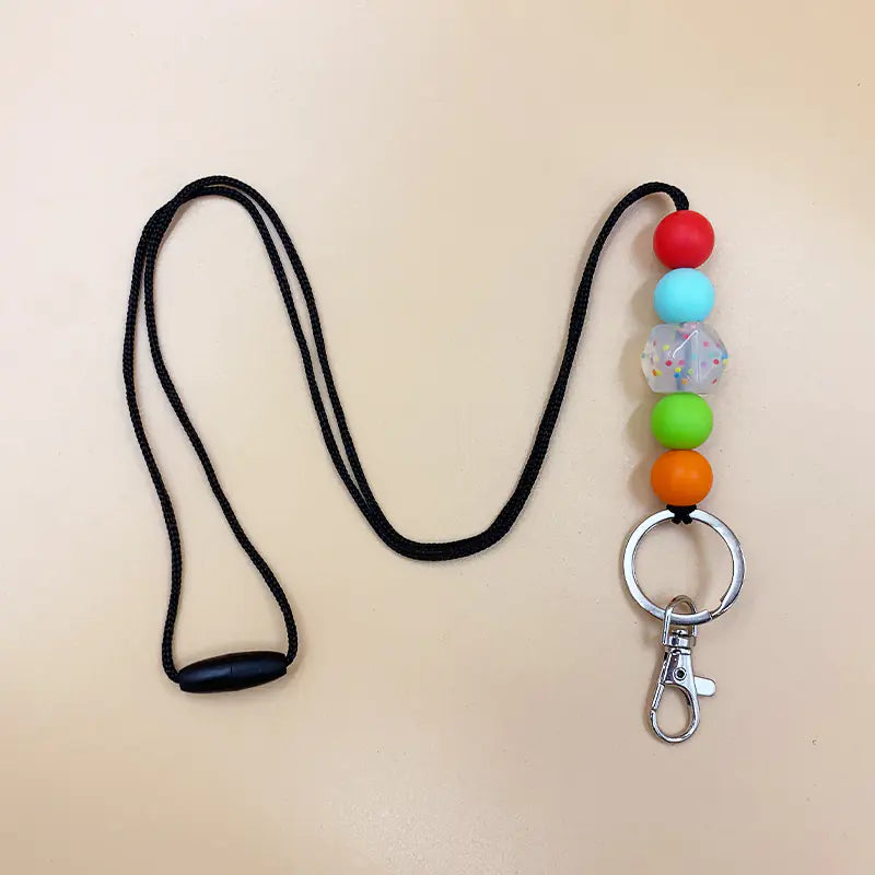 Amazon Badge Holder Keychain with Silicone Beads Lanyard