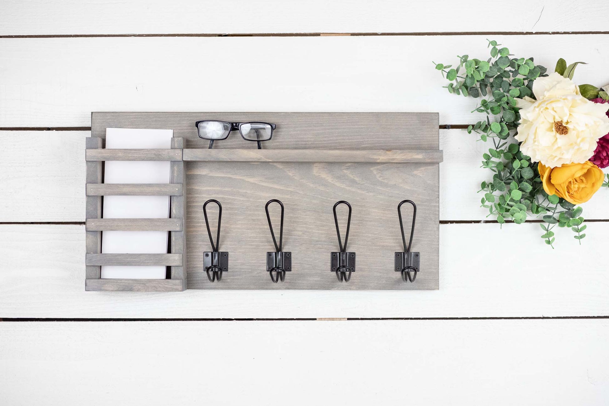 Entryway Mailbox, Easy Install Home Entry Organizer, Wall Mounted Coat Hook Rack-1