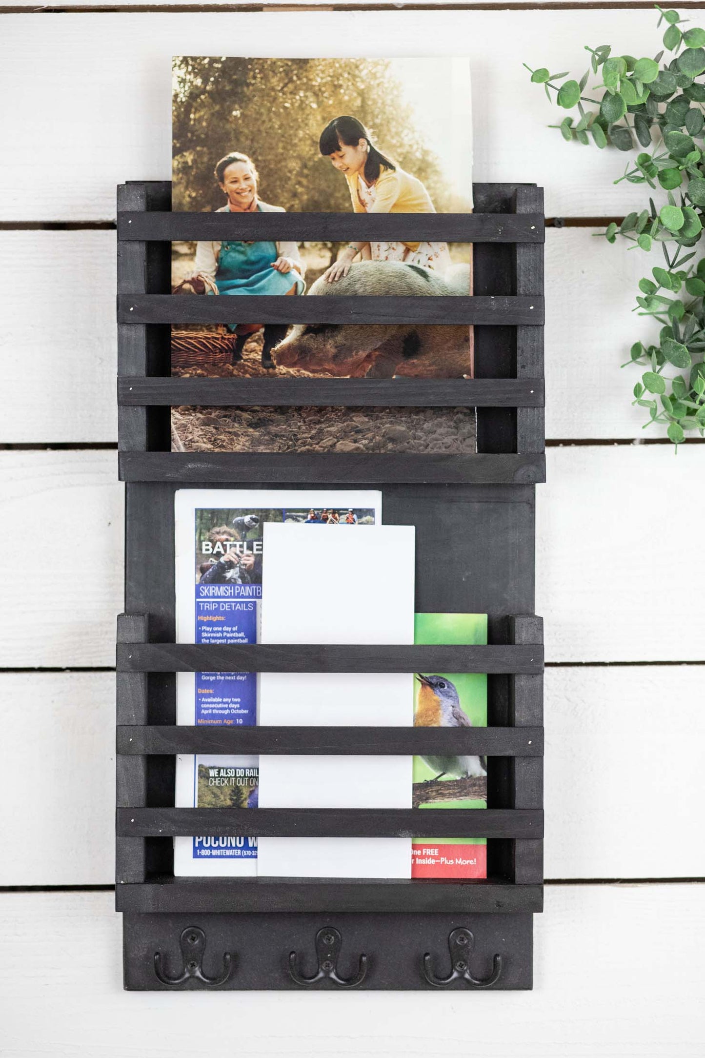 Double Slot Tall Mail and Key Holder, Home Entryway Organization-1