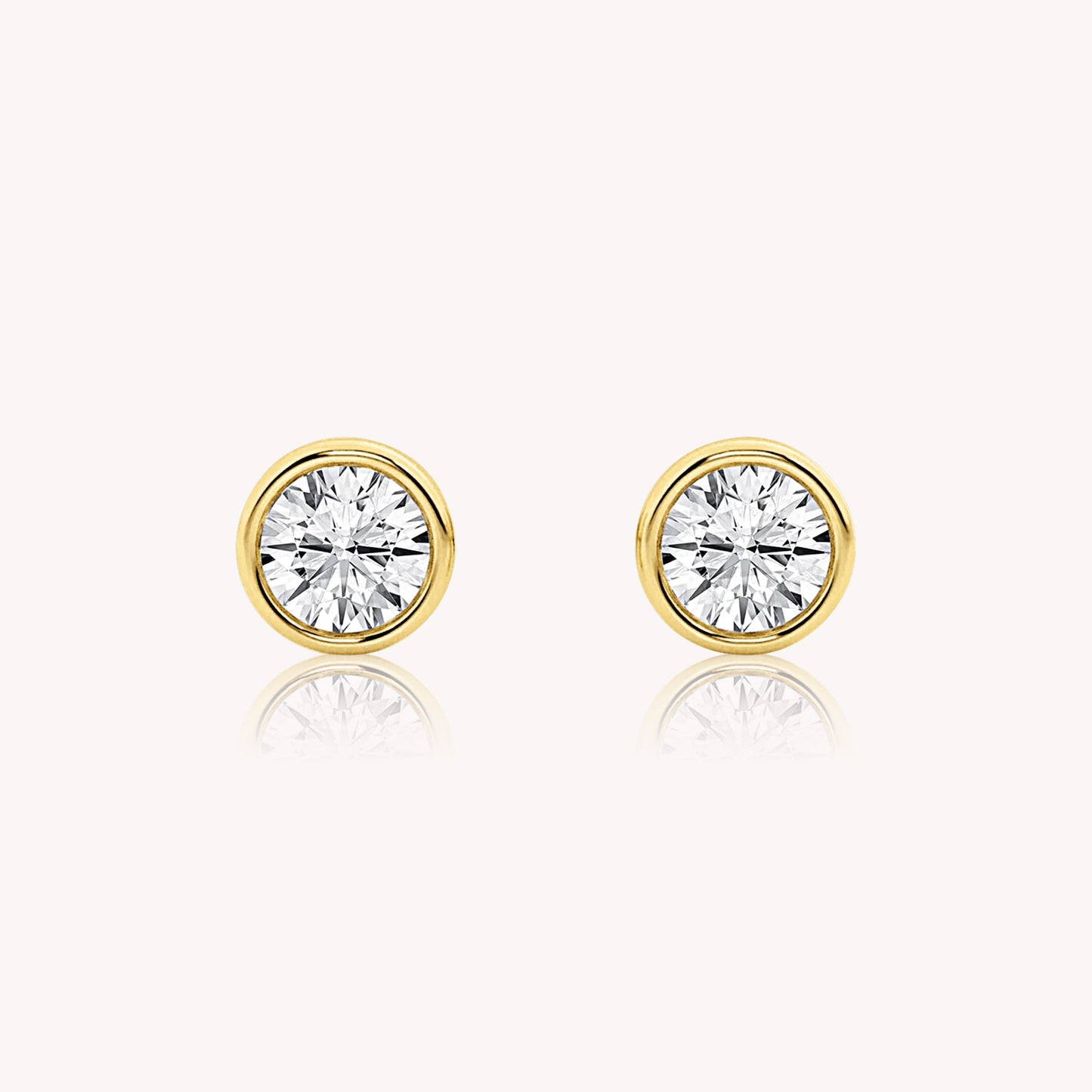 Bezel Set Round Cut Diamond Studs 1 TCW - 14k Solid Gold-0