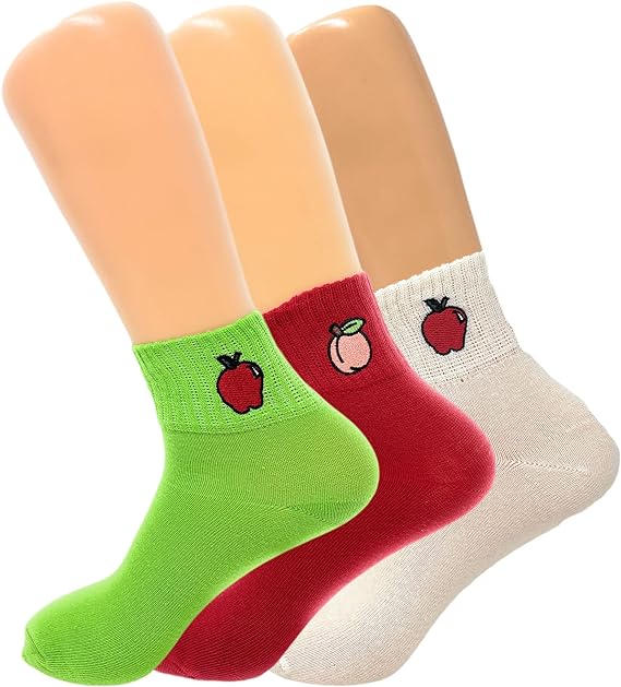 Fruit Ankle Mini Half Crew Socks for Women Cotton Blend Thin and Breathable 3 Pairs-2