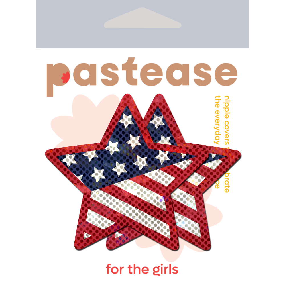 5-Pack: Star: Glittering Patriotic USA Red, White & Blue, Stars & Stripes Star Nipple Pasties by Pastease® o/s-1