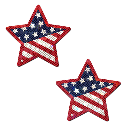 5-Pack: Star: Glittering Patriotic USA Red, White & Blue, Stars & Stripes Star Nipple Pasties by Pastease® o/s-0