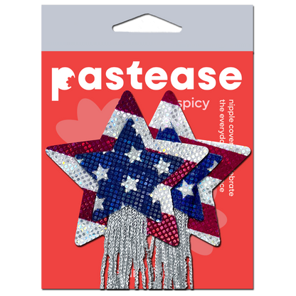 5-Pack: Tassel Pasties: American Patriotic Sparkling Stars & Stripes USA Breast Pasties by Pastease®-4