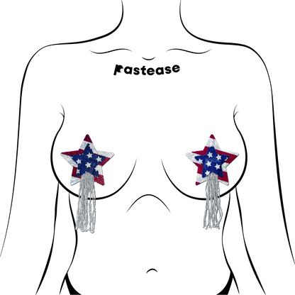 5-Pack: Tassel Pasties: American Patriotic Sparkling Stars & Stripes USA Breast Pasties by Pastease®-1