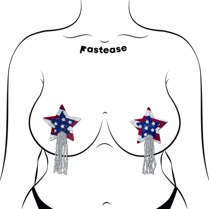 5-Pack: Tassel Pasties: American Patriotic Sparkling Stars & Stripes USA Breast Pasties by Pastease®-2