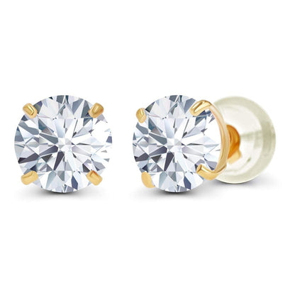 1.00 CTW Genuine Certified Moissanite Stud Earrings in Solid 14K White or Yellow Gold-1