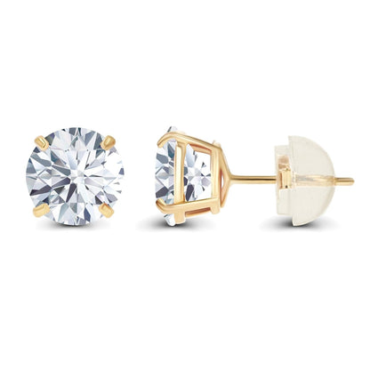 1.00 CTW Genuine Certified Moissanite Stud Earrings in Solid 14K White or Yellow Gold-3