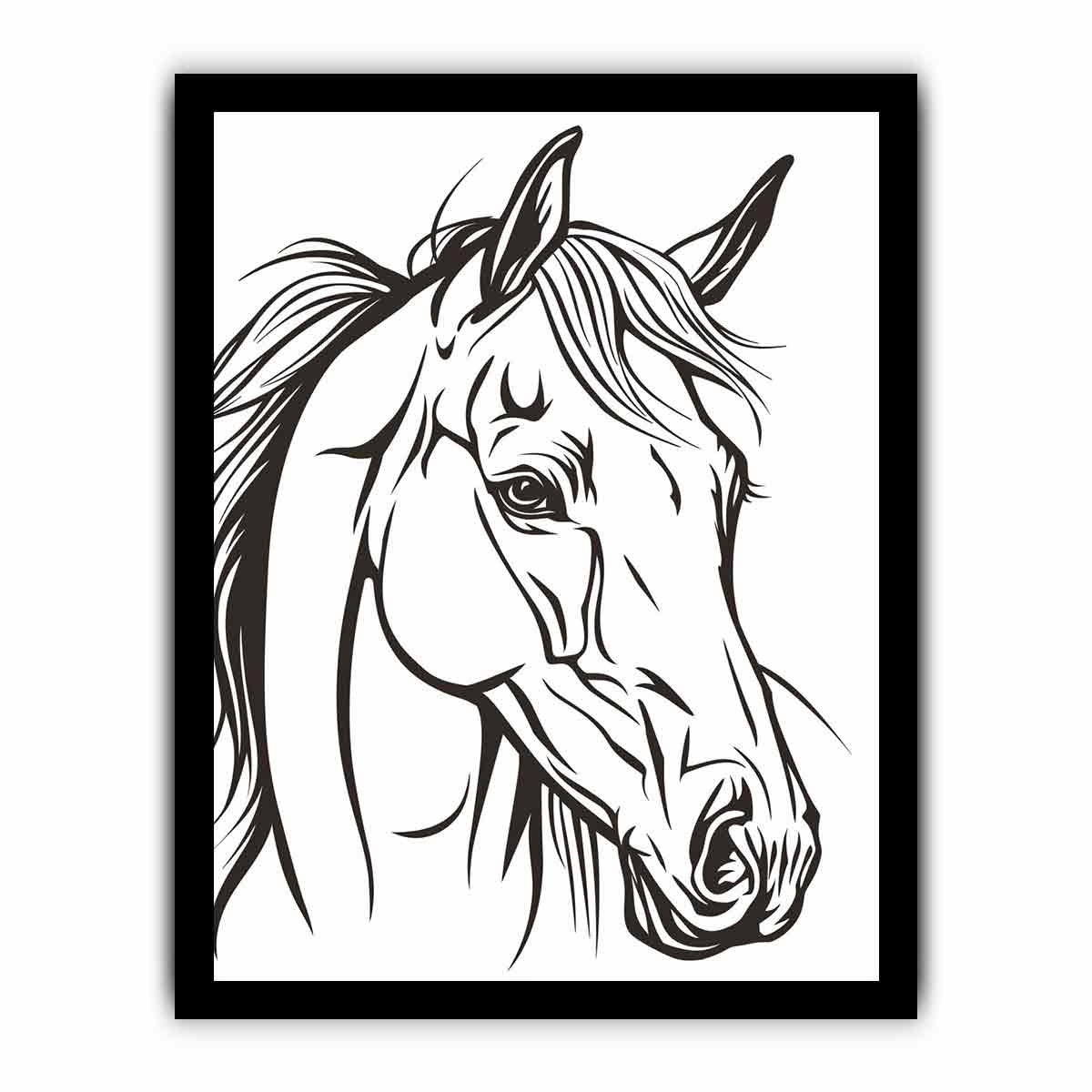 Horse  Line Art Balck white Canvas Art Print-7