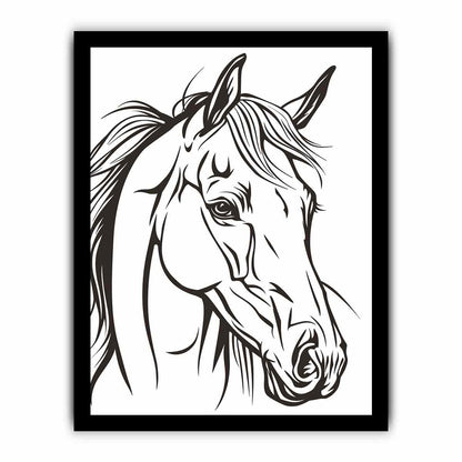 Horse  Line Art Balck white Canvas Art Print-7