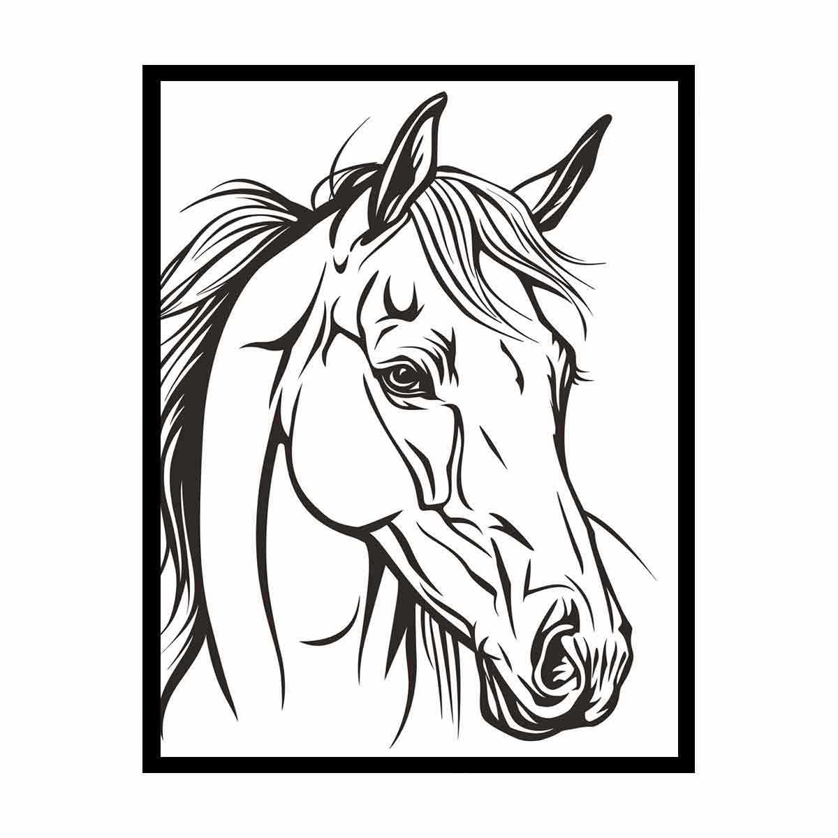 Horse  Line Art Balck white Canvas Art Print-4