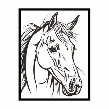 Horse  Line Art Balck white Canvas Art Print-4