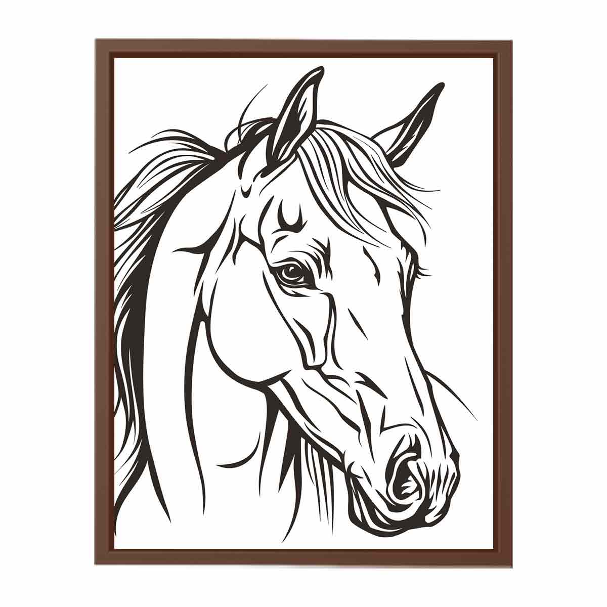 Horse  Line Art Balck white Canvas Art Print-6