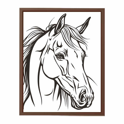 Horse  Line Art Balck white Canvas Art Print-6