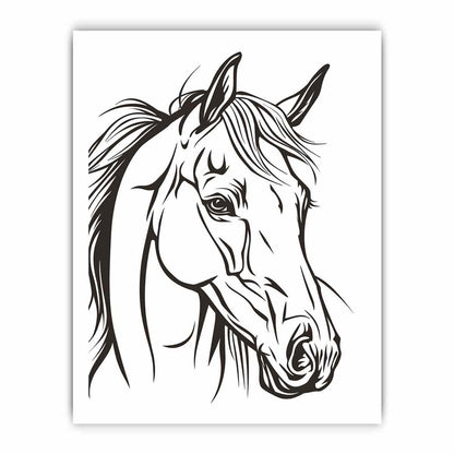 Horse  Line Art Balck white Canvas Art Print-8