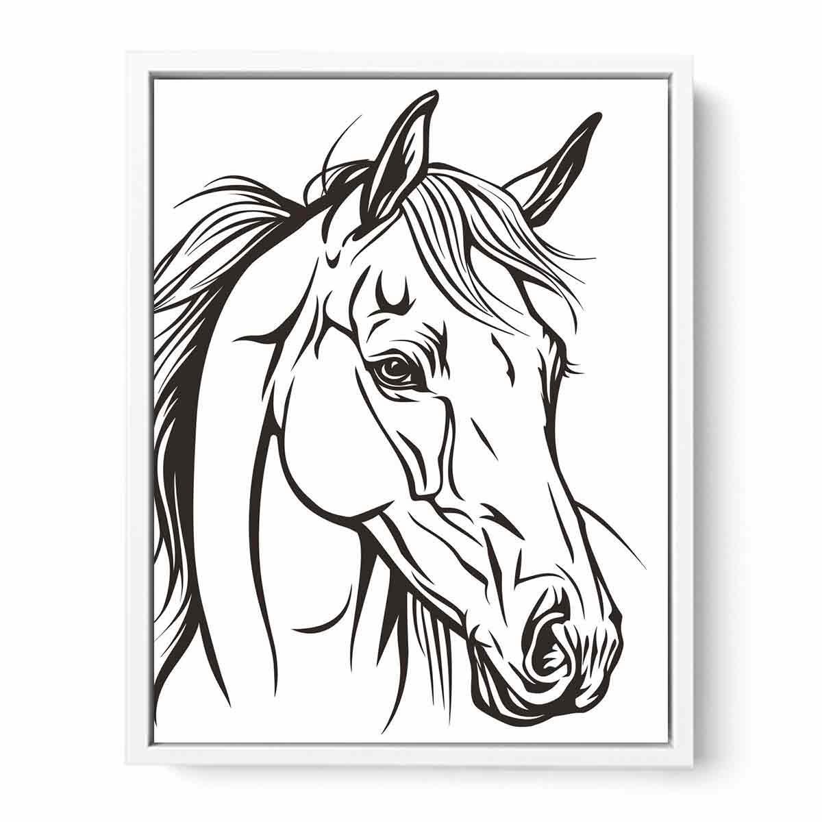 Horse  Line Art Balck white Canvas Art Print-5