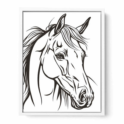 Horse  Line Art Balck white Canvas Art Print-5
