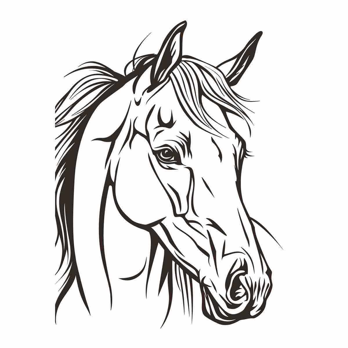 Horse  Line Art Balck white Canvas Art Print-0