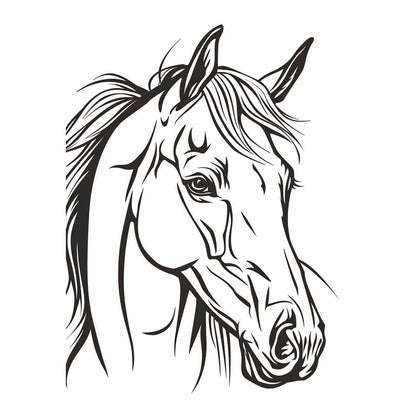 Horse  Line Art Balck white Canvas Art Print-0