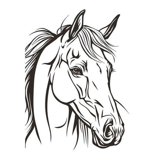 Horse  Line Art Balck white Canvas Art Print-0