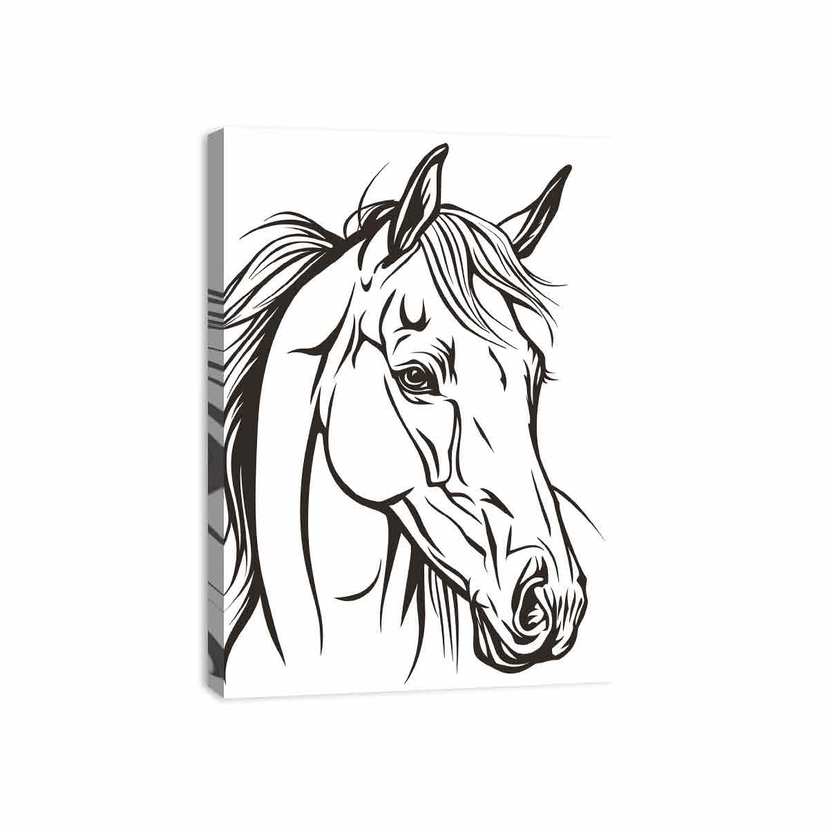 Horse  Line Art Balck white Canvas Art Print-3
