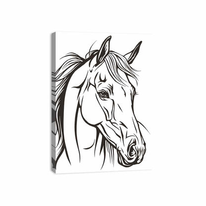 Horse  Line Art Balck white Canvas Art Print-3