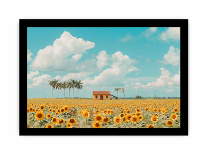 Isolated Home  sunflowers Painting Canvas Art Print-7