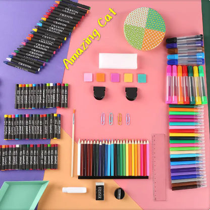 Children's Oil and Watercolor Paint Set with Brushes