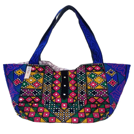 Handmade Antique Blue Stone Tote Bag-0