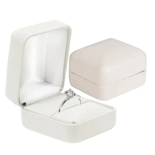 Prestige & Fancy Elegant PU Leather Ring Box - for your Wedding ring- Engagement ring jewelry gift box for all rings girls Ring gift box (White)