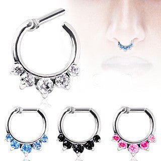316L Surgical Steel Gemmed Princess Septum Clicker-0