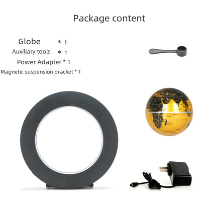 Magnetic Levitation Globe - 4-Inch Black LED Decor