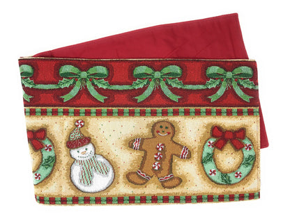 DaDa Bedding Gingerbread Snowman Holiday Woven Tapestry Dining Table Runner (12917)-2