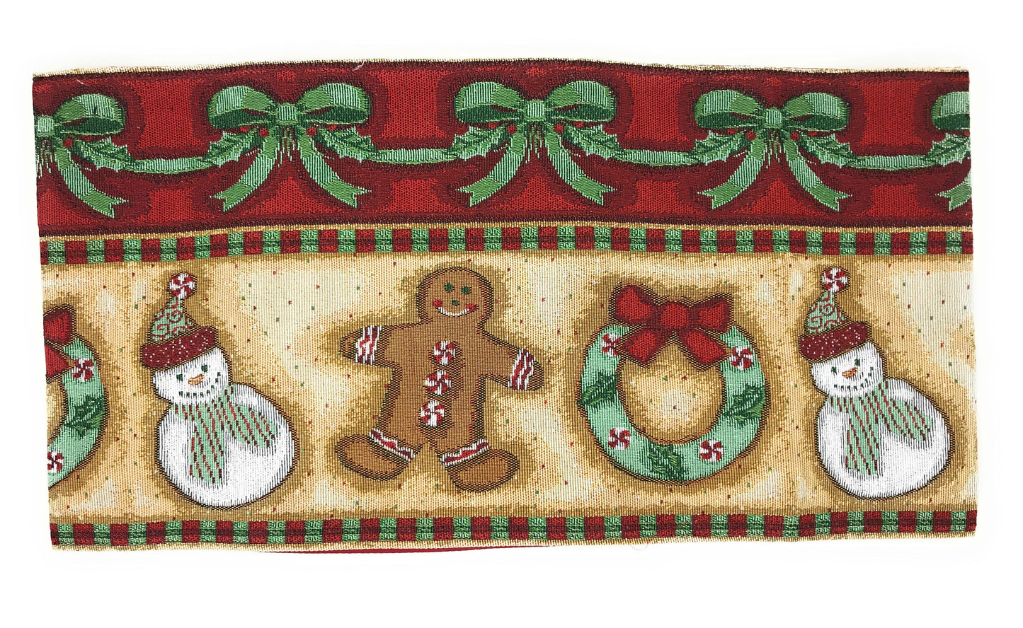 DaDa Bedding Gingerbread Snowman Holiday Woven Tapestry Dining Table Runner (12917)-3