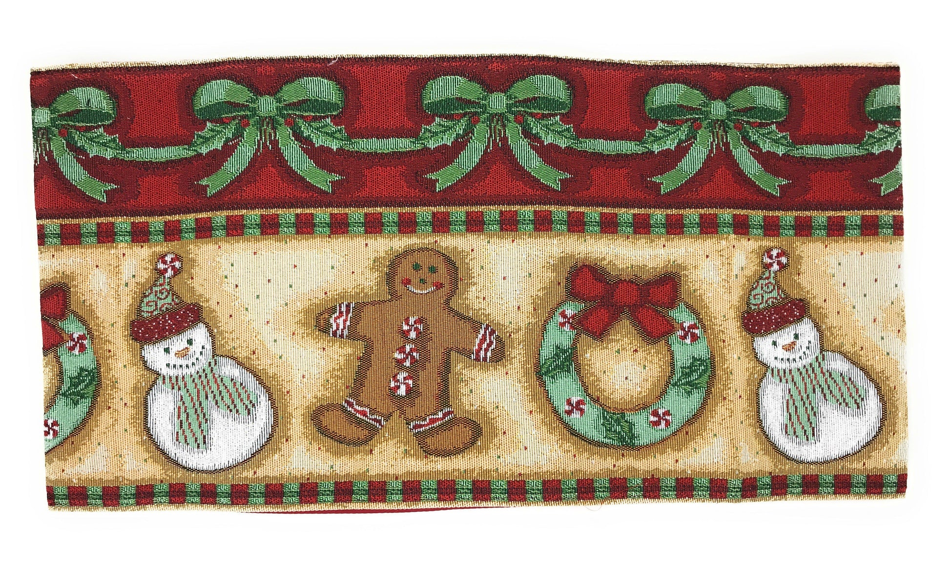 DaDa Bedding Gingerbread Snowman Holiday Woven Tapestry Dining Table Runner (12917)-3