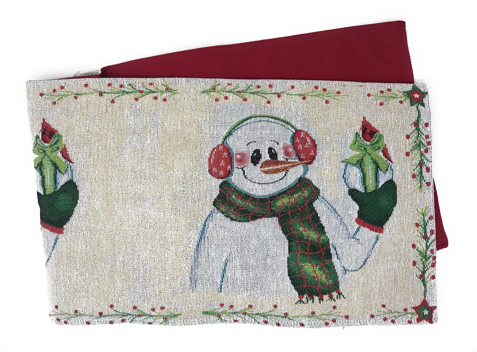 DaDa Bedding Magical Snowman Holiday Woven Tapestry Dining Table Runner (9733)-2