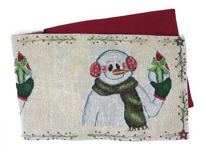 DaDa Bedding Magical Snowman Holiday Woven Tapestry Dining Table Runner (9733)-2
