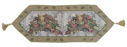 DaDa Bedding Rustic Floral Bouquet Lights Holiday Tapestry Dining Table Runner (6068)-6