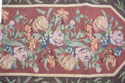 DaDa Bedding Romantic Floral Field of Roses Burgundy Red Tapestry Table Runner (5594)-1