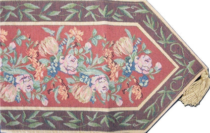 DaDa Bedding Romantic Floral Field of Roses Burgundy Red Tapestry Table Runner (5594)-0