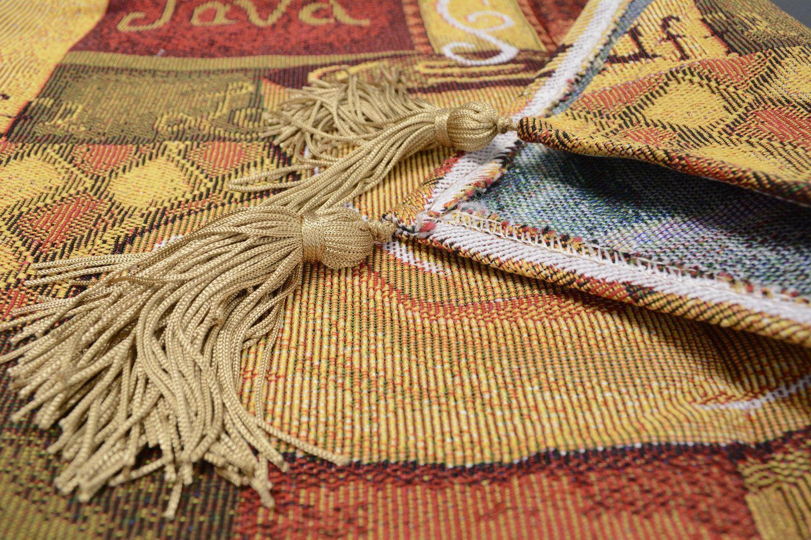 DaDa Bedding Smell of Coffee Cup Latte Java Brown Tapestry Table Runner Cloth (9912)-3