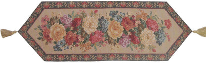DaDa Bedding Breath of Spring Colorful Floral Beige Brown Tapestry Dining Table Runner (3089)-2