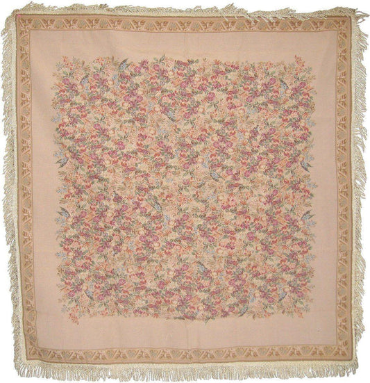 DaDa Bedding Wildflower Wonderland Floral Golden Beige Tan Square Dining Table Cloth (3100)-0